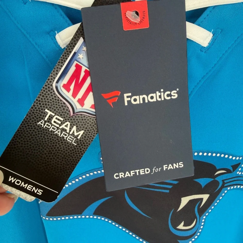 Fanatics Carolina Panthers Jersey Women Medium Blue NEW Lace Up V-Neck NFL Top - Picture 8 of 9